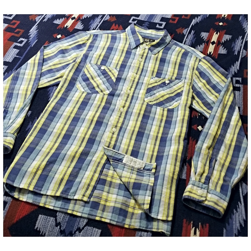 DOUBLE RL RALPH LAUREN RRL PLAID FLANNEL SHIRT- MEN'S SIZE LARGE - Picture 4 of 9